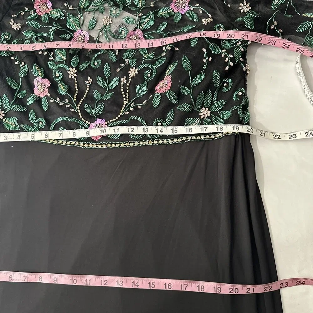 NWT $698 Mac Duggal [ 18 ]‎ Beaded Illusion High Neck Trumpet Gown Black #G1884 - Picture 6 of 16